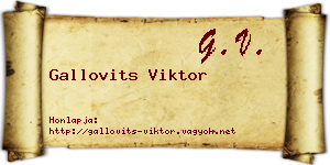 Gallovits Viktor névjegykártya